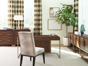 Lexington Sligh Berwick Writing Desk - Stylish Dark Walnut Design With Usb Charging, Leather Surface & Storage Drawers Dark Brown Wood 104-410