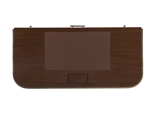Lexington Sligh Berwick Writing Desk - Stylish Dark Walnut Design With Usb Charging, Leather Surface & Storage Drawers Dark Brown Wood 104-410