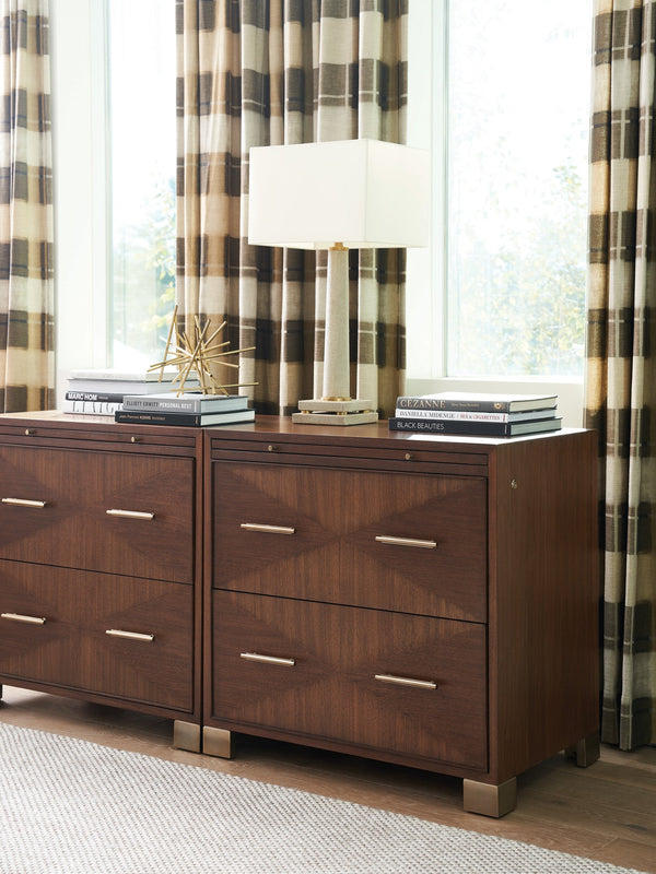 Lexington Sligh Berwick File Chest - Stylish Dark Walnut Finish With Locking Drawers & Pull-out Shelf For Home Offices Dark Brown Wood 104-450