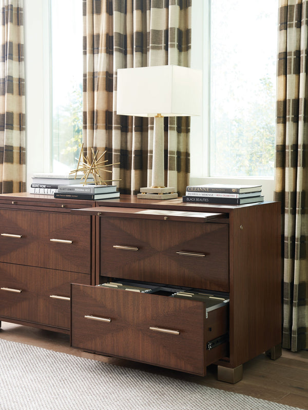 Lexington Sligh Berwick File Chest - Stylish Dark Walnut Finish With Locking Drawers & Pull-out Shelf For Home Offices Dark Brown Wood 104-450