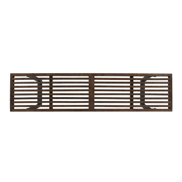 English Elm Joa Acacia Wood Outdoor Dining Bench with Iron Legs Seats Three Modern Patio 63351.00BDBRNMP1