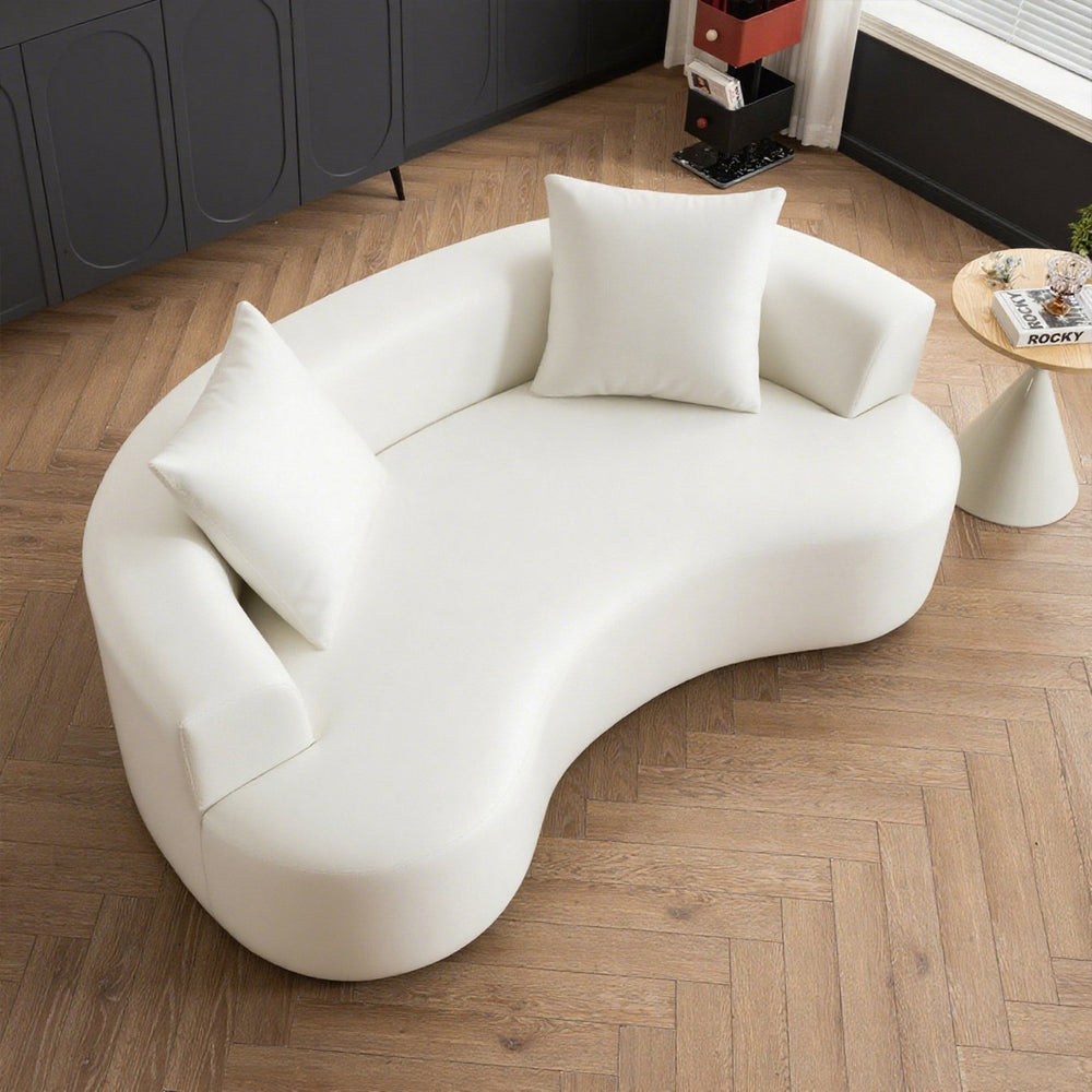 English Elm Moon oversized moon-shaped sleeper sofa with deep cloud-like sponge support and durable linen feel White W2012P337858