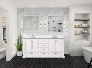 English Elm White 72" Double Bath Vanity with Cultured Marble Top, Solid Wood Frame, Soft-Close Drawers, Storage B2731P258392