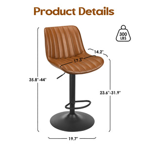 English Elm Bar Stools Set Of 2 – Stylish Swivel Adjustable Height Chairs With Back Support For Home Bars & Kitchens T3623P363387