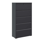 English Elm 5 Drawer Metal Lateral File Cabinet , Black Filing Cabinet With Lock, Lockable File Cabinet For Home Office, Locking Metal File Cabinet For Legal/Letter/A4/F4 Size