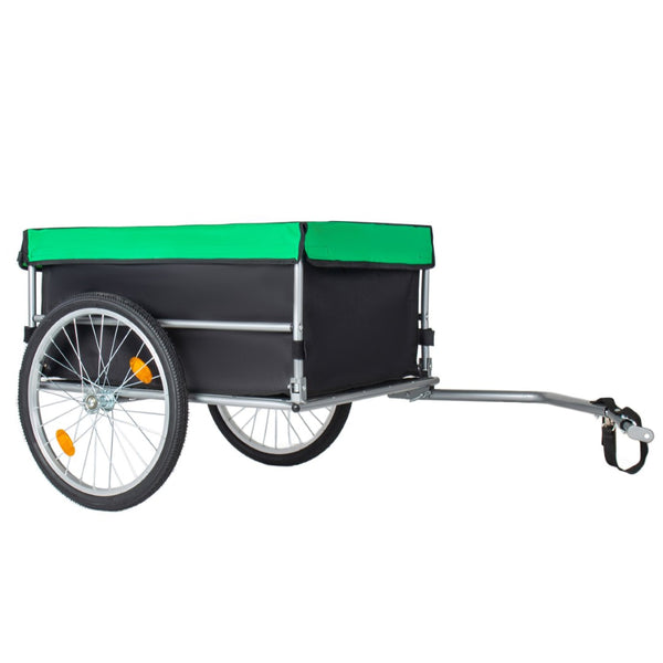 English Elm Foldable Bike Cargo Trailer with 20 Inch Tires Steel Frame and Weatherproof Oxford Cover Green W2932P405184