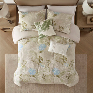 English Elm 6-piece King Cotton Dobby Coastal Comforter Set with Embroidered Decorative Pillows B035P463269