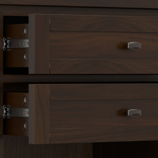 English Elm Warm Shaker Solid Pine Nightstand Two Drawer Open Shelf Farmhouse Bedside Storage B136P420752