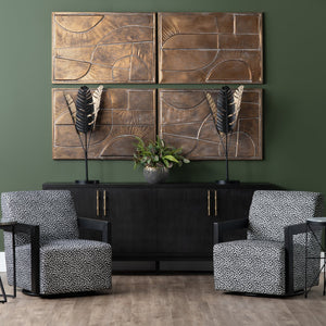 Crestview Collection Rustic 4 Door Media Credenza - Elegant Bayur Wood Sideboard With Smooth Black Finish & Storage Solutions Black Solid Wood Cvfdr1044