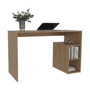 English Elm Solid 47.2" Wide Four-Shelf Writing Desk with Two Spacious Shelves, Compact Oak Finish for Home Office Productivity B070P254784
