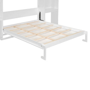 English Elm Queen Size Murphy Bed With Integrated Desk, Vanity & Storage Cabinets For Versatile Living Spaces N820S10057K-GIGA