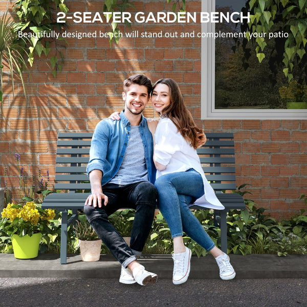 English Elm Outsunny 48.5" Lightweight Aluminum Garden Bench, Elegant Blue Outdoor Seating For 2, Weather-Resistant W2225P200398-GIGA