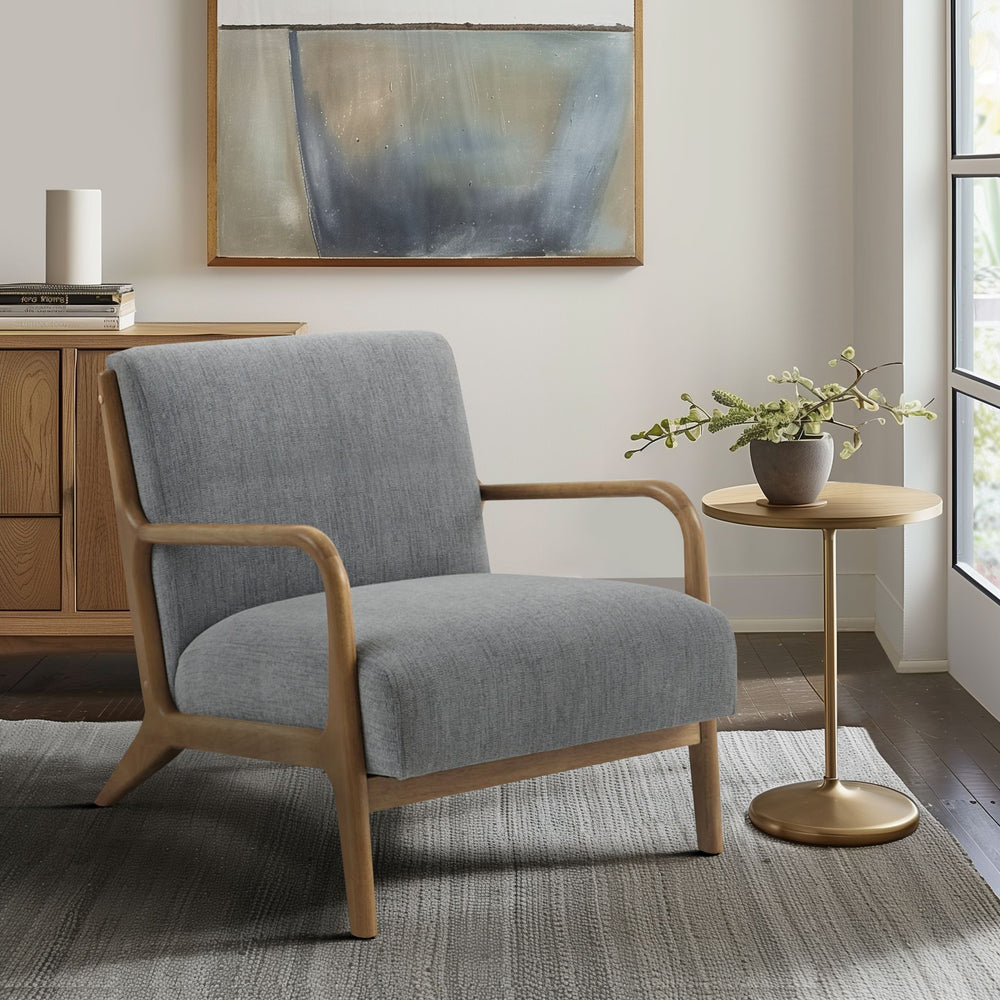 JLA Home INK+IVY - Mid-Century solid wood accent armchair with plush upholstery, ergonomic curved arms and timeless minimalist style Grey II100-0435