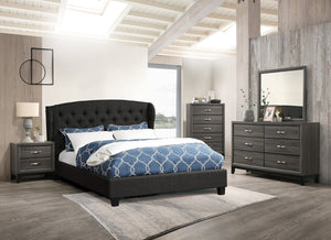 English Elm Rustic Gray Oak Wide Dresser with Black Legs and Metal Handles for Bedroom Storage B011P448734