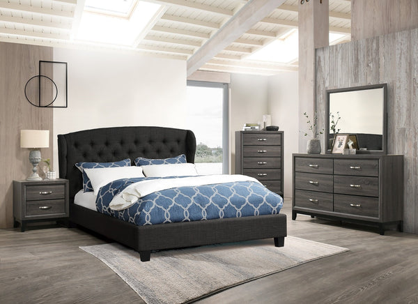 English Elm Rustic Gray Oak Wide Dresser with Black Legs and Metal Handles for Bedroom Storage B011P448734