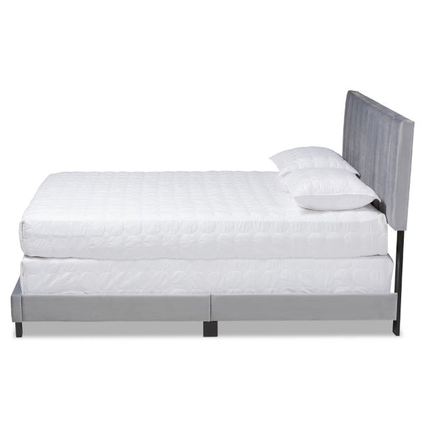 Baxton Studio Baxton Studio Clare Glam Velvet Upholstered Bed with Channel Tufted Headboard for Modern Elegance Queen CF8747X-Grey Velvet-Queen