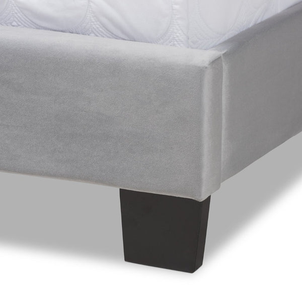 Baxton Studio Baxton Studio Clare Glam Velvet Upholstered Bed with Channel Tufted Headboard for Modern Elegance Queen CF8747X-Grey Velvet-Queen