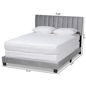 Baxton Studio Baxton Studio Clare Glam Velvet Upholstered Bed with Channel Tufted Headboard for Modern Elegance Queen CF8747X-Grey Velvet-Queen