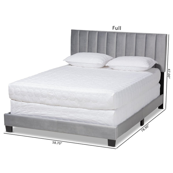 Baxton Studio Baxton Studio Clare Glam Velvet Upholstered Bed with Channel Tufted Headboard for Modern Elegance Queen CF8747X-Grey Velvet-Queen