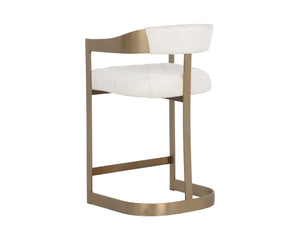 Sunpan BEAUMONT Counter Stool - Antique Brass Base, Rhea Light Barley Upholstery for Stylish Comfort 112400