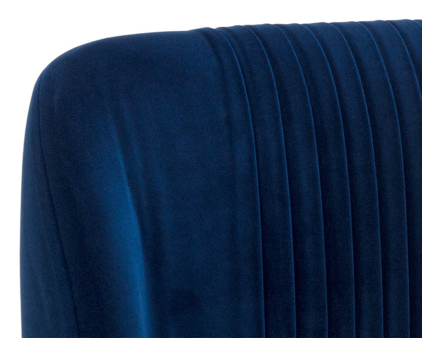 Sunpan Nevin Upholstered Counter Stool Ruched Seatback Foam Cushion Antique Brass Base 105087