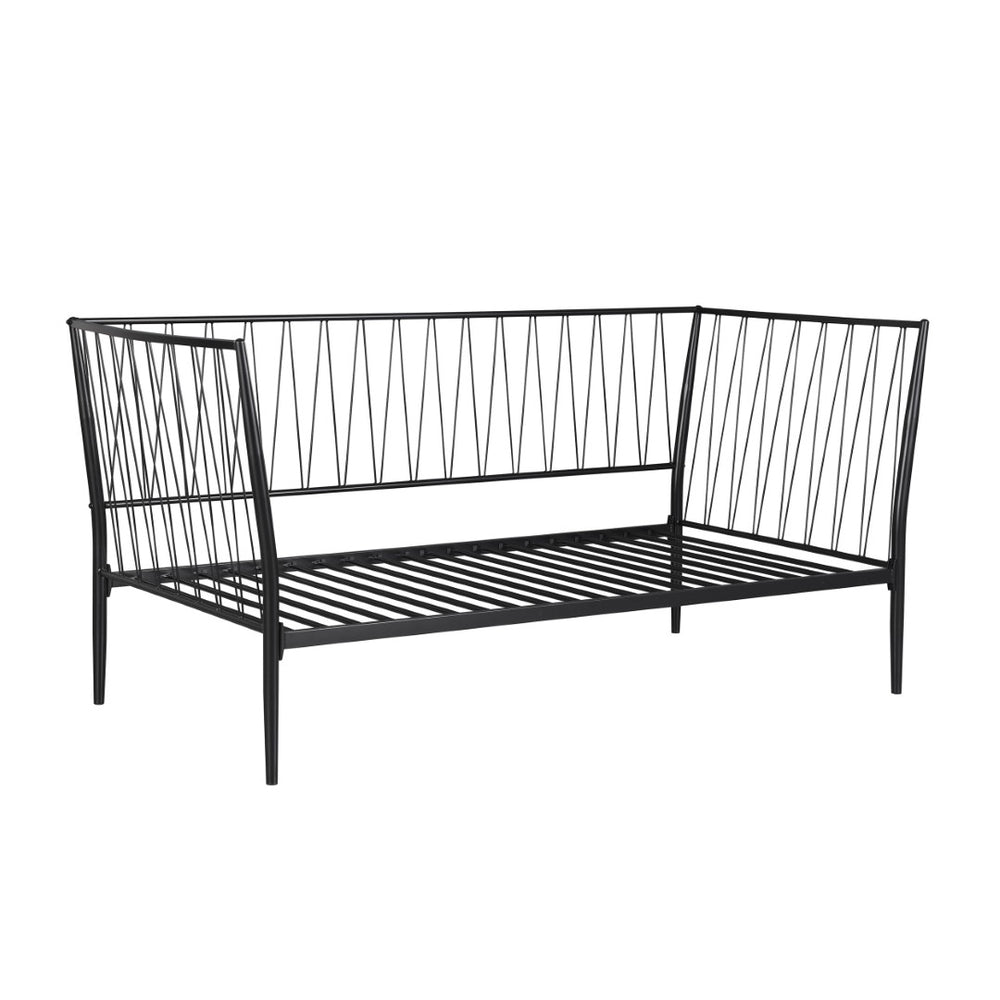 English Elm Metal Twin Daybed with Slatted Base and Powder Coated Frame for Guest Rooms B016P461555
