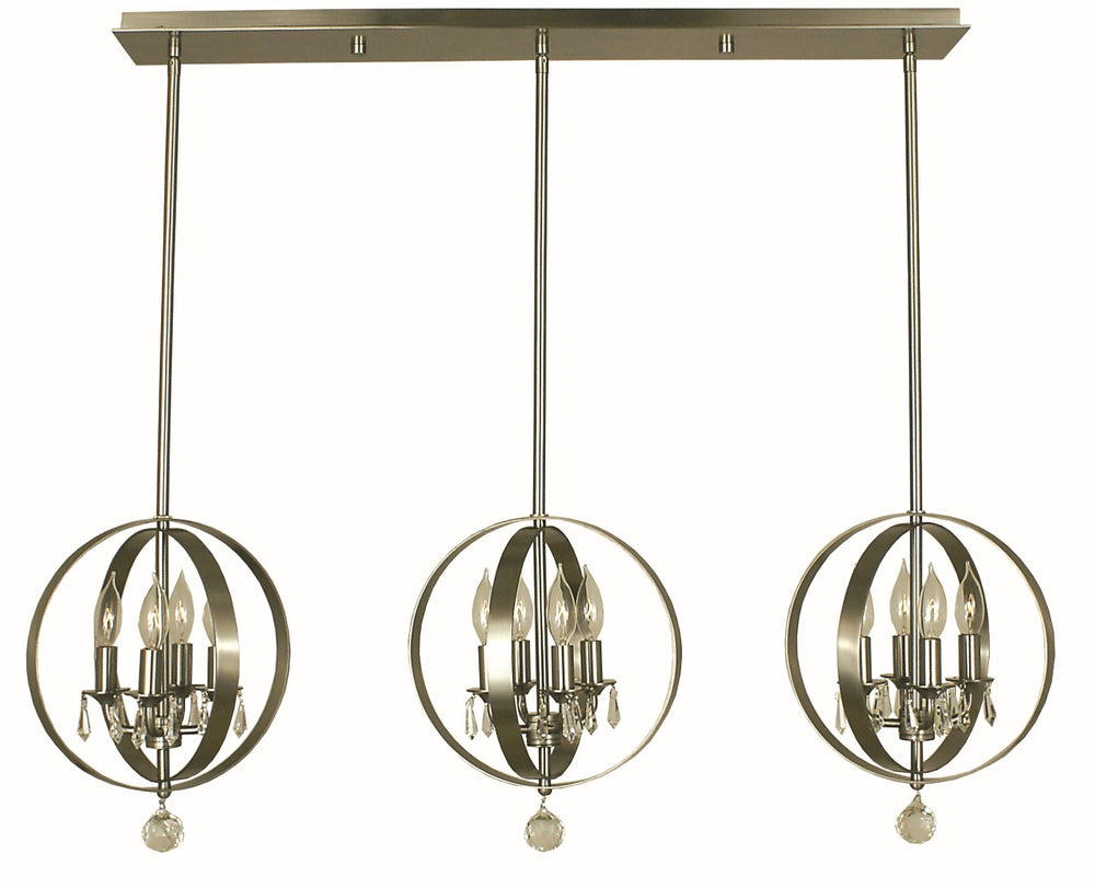 Framburg 12-light Floating Constellation Island Chandelier - Stunning Usa-made Design For Modern Spaces Brushed Nickel Metal 1051 Bn