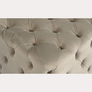 Sunpan Babette Upholstered Bench with Channel Tufting and Brass Base in Champagne Fabric 105111