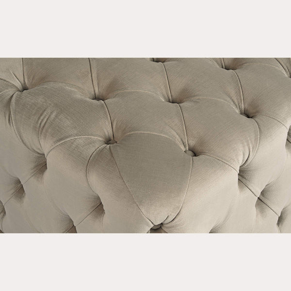 Sunpan Babette Upholstered Bench with Channel Tufting and Brass Base in Champagne Fabric 105111