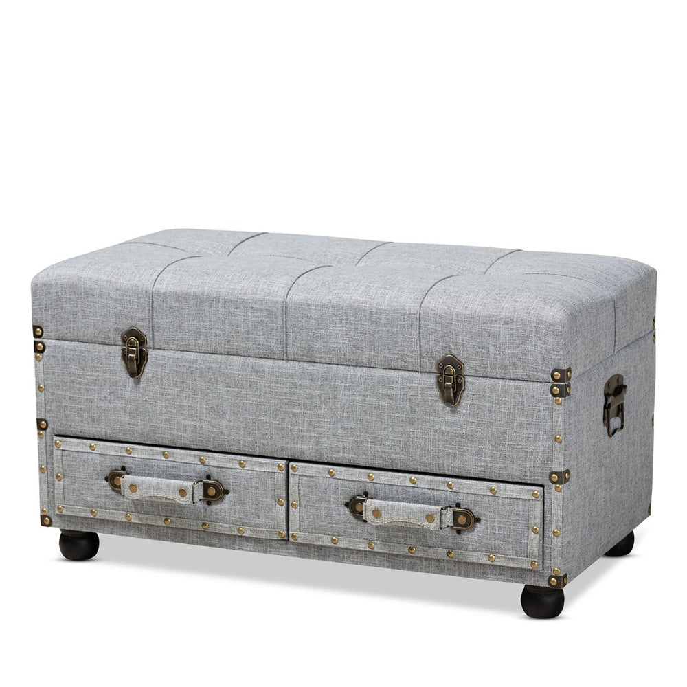 Baxton Studio Baxton Studio Flynn Stylish Grey Upholstered Storage Ottoman with Drawers - Versatile Home Accent JY19A416-Grey-Otto