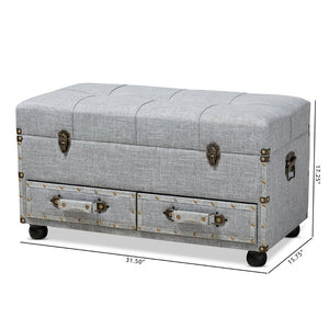 Baxton Studio Baxton Studio Flynn Stylish Grey Upholstered Storage Ottoman with Drawers - Versatile Home Accent JY19A416-Grey-Otto