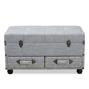Baxton Studio Baxton Studio Flynn Stylish Grey Upholstered Storage Ottoman with Drawers - Versatile Home Accent JY19A416-Grey-Otto