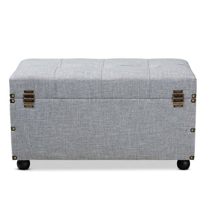 Baxton Studio Baxton Studio Flynn Stylish Grey Upholstered Storage Ottoman with Drawers - Versatile Home Accent JY19A416-Grey-Otto