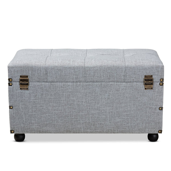 Baxton Studio Baxton Studio Flynn Stylish Grey Upholstered Storage Ottoman with Drawers - Versatile Home Accent JY19A416-Grey-Otto