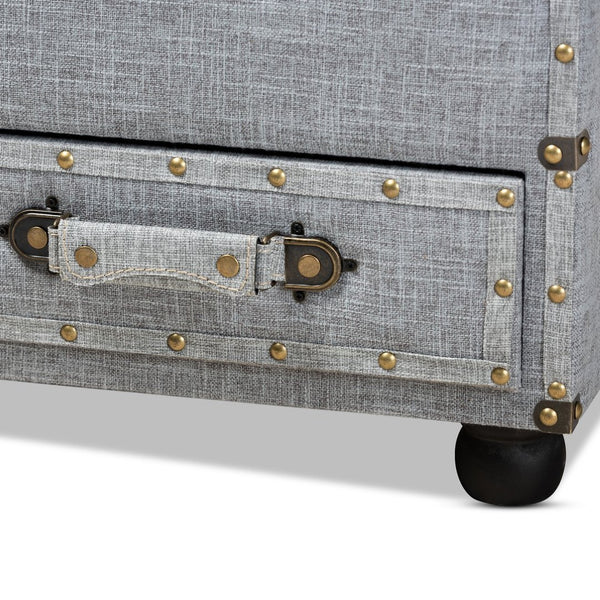 Baxton Studio Baxton Studio Flynn Stylish Grey Upholstered Storage Ottoman with Drawers - Versatile Home Accent JY19A416-Grey-Otto