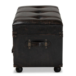 Baxton Studio Baxton Studio Vintage-Inspired Distressed Faux Leather Ottoman with Storage, Drawers & Footrest Functionality JY19A418-Brown-Otto