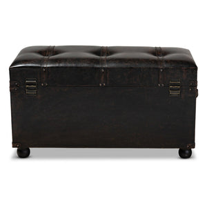 Baxton Studio Baxton Studio Vintage-Inspired Distressed Faux Leather Ottoman with Storage, Drawers & Footrest Functionality JY19A418-Brown-Otto