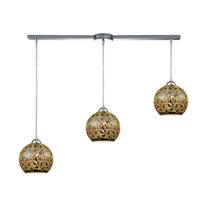 Illusions 36'' Wide 3-Light Slim Pendant - Polished Chrome with 3-D Graffiti Glass 10518/3L Elk Lighting