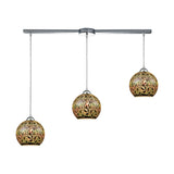 Illusions 36'' Wide 3-Light Slim Pendant - Polished Chrome with 3-D Graffiti Glass 10518/3L Elk Lighting