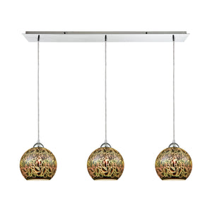 Illusions 36'' Wide 3-Light Pendant - Polished Chrome with 3-D Graffiti Glass 10518/3LP Elk Lighting