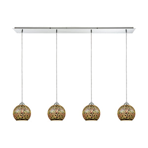 Illusions 46'' Wide 4-Light Pendant - Polished Chrome with 3-D Graffiti Glass 10518/4LP Elk Lighting