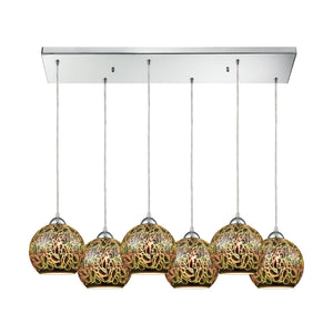 Illusions 30'' Wide 6-Light Pendant - Polished Chrome with 3-D Graffiti Glass 10518/6RC Elk Lighting