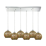 Illusions 30'' Wide 6-Light Pendant - Polished Chrome with 3-D Graffiti Glass 10518/6RC Elk Lighting