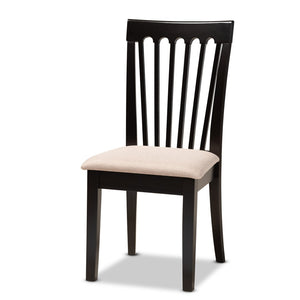 Baxton Studio Baxton Studio 7-Piece Modern Dining Set with Upholstered Chairs and Stylish Round Table for Elegance Lore Sand Lore-Sand/Dark Brown-7PC Dining Set