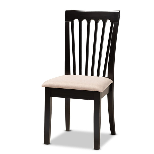Baxton Studio Baxton Studio 7-Piece Modern Dining Set with Upholstered Chairs and Stylish Round Table for Elegance Lore Sand Lore-Sand/Dark Brown-7PC Dining Set