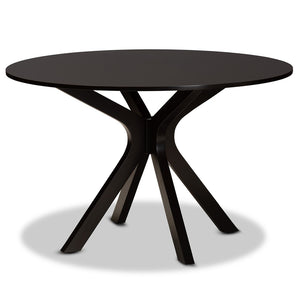Baxton Studio Baxton Studio 7-Piece Modern Dining Set with Upholstered Chairs and Stylish Round Table for Elegance Lore Sand Lore-Sand/Dark Brown-7PC Dining Set