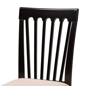 Baxton Studio Baxton Studio 7-Piece Modern Dining Set with Upholstered Chairs and Stylish Round Table for Elegance Lore Sand Lore-Sand/Dark Brown-7PC Dining Set