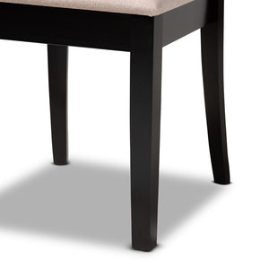 Baxton Studio Baxton Studio 7-Piece Modern Dining Set with Upholstered Chairs and Stylish Round Table for Elegance Lore Sand Lore-Sand/Dark Brown-7PC Dining Set