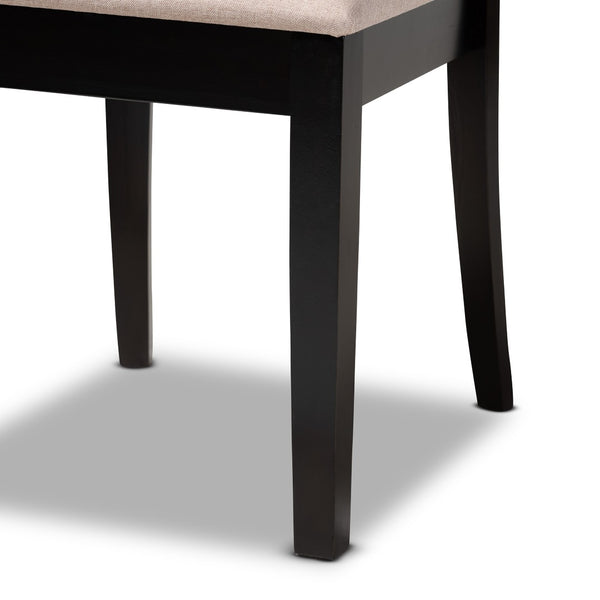 Baxton Studio Baxton Studio 7-Piece Modern Dining Set with Upholstered Chairs and Stylish Round Table for Elegance Lore Sand Lore-Sand/Dark Brown-7PC Dining Set