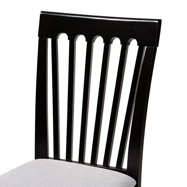 Baxton Studio Baxton Studio Minette 7-Piece Dining Set - Modern Gray Upholstery with Espresso Oak Table & Chairs RH319C-Grey/Dark Brown-7PC Dining Set